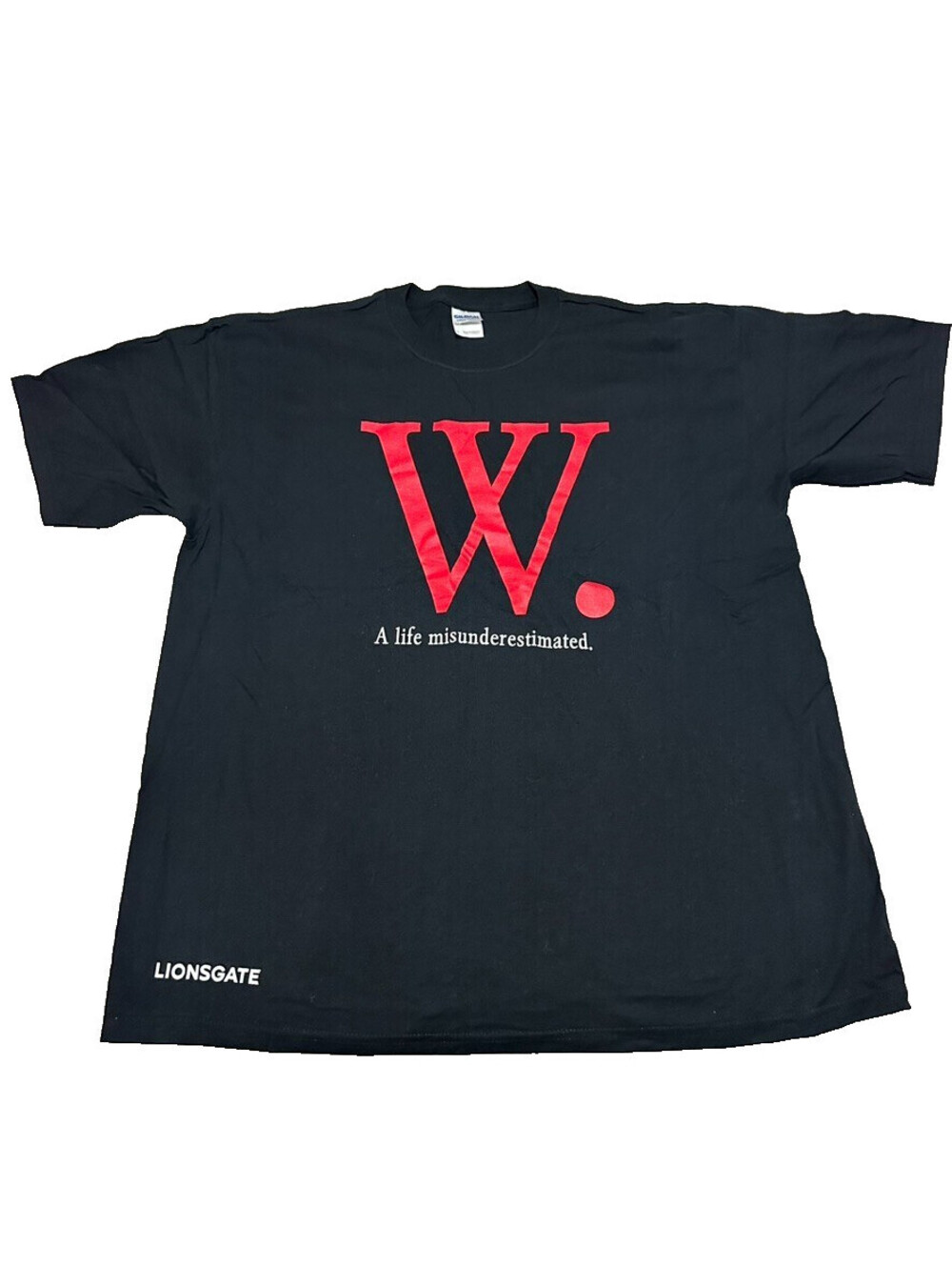 “W” Life Undersetimated Movie Promo T Shirt XL George Bush Lionsgate Black Tee